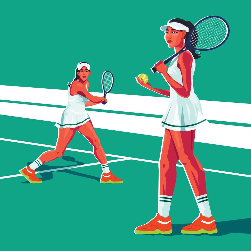 tennis sport karaktär kvinna vektor illustration