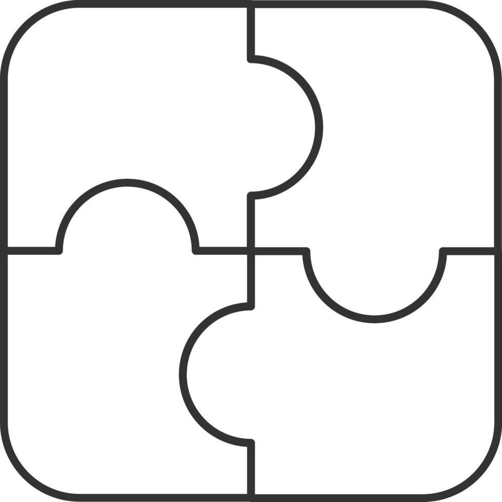 kontursåg pussel mall av fyra bitar ikon logotyp vektor