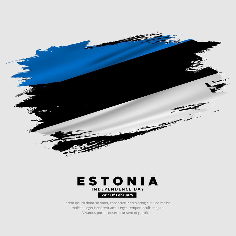 erstaunlicher Hintergrund der estnischen Flagge mit Grunge-Pinsel. estnischer unabhängigkeitstag vektor
