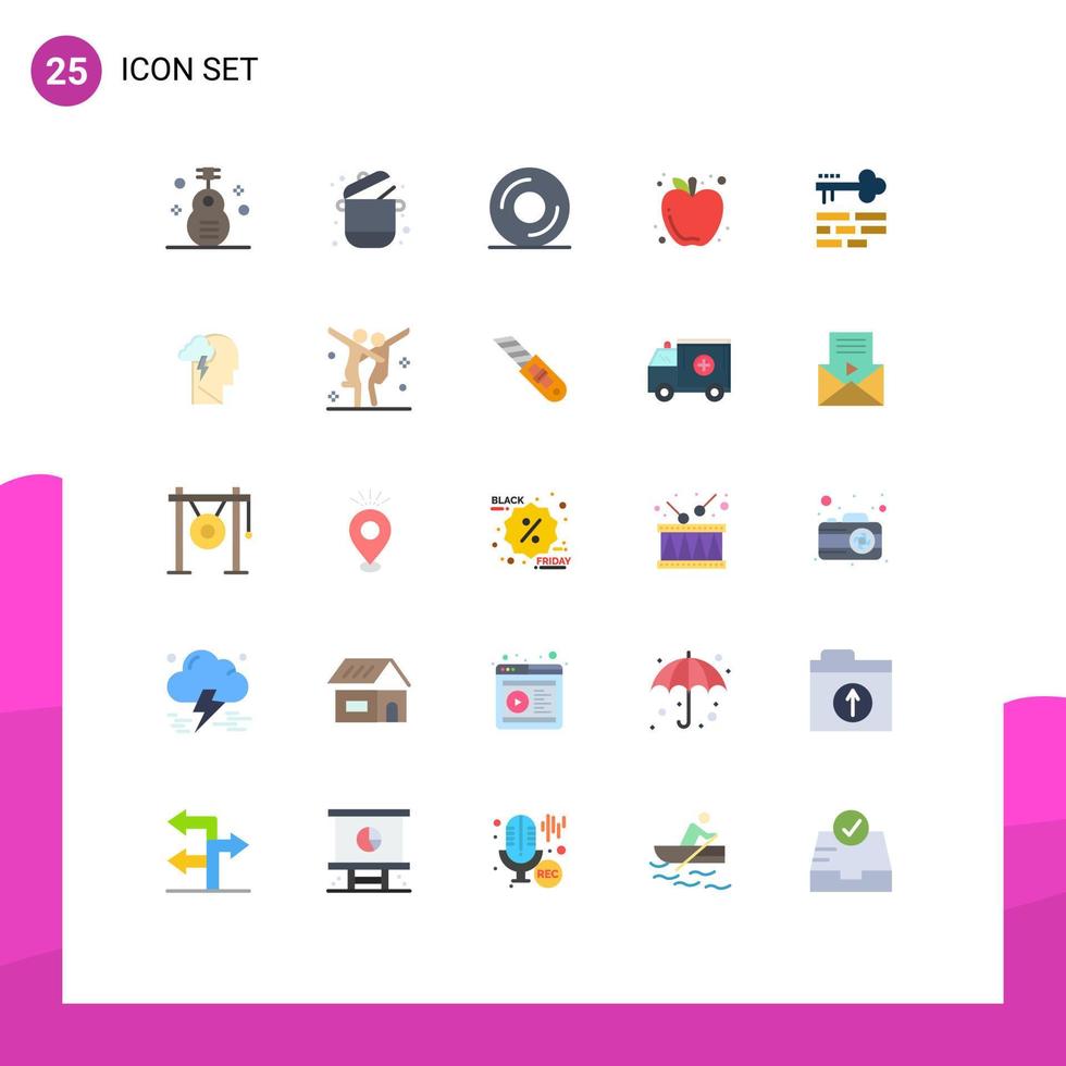 uppsättning av 25 modern ui ikoner symboler tecken för nyckel frukt pott höst disk redigerbar vektor design element