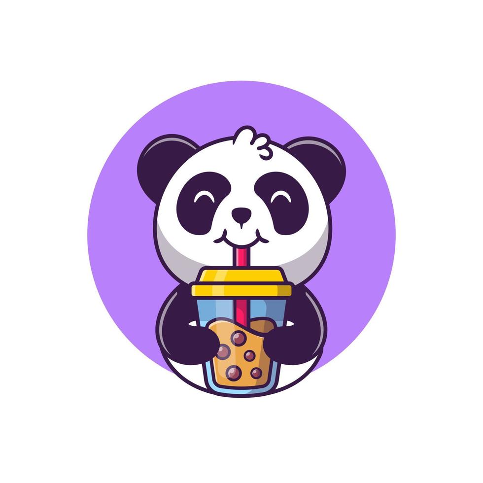 niedlicher panda trinkt boba milchtee cartoon vektor symbol illustration tierfutter symbol konzept isoliert premium vektor. flacher Cartoon-Stil