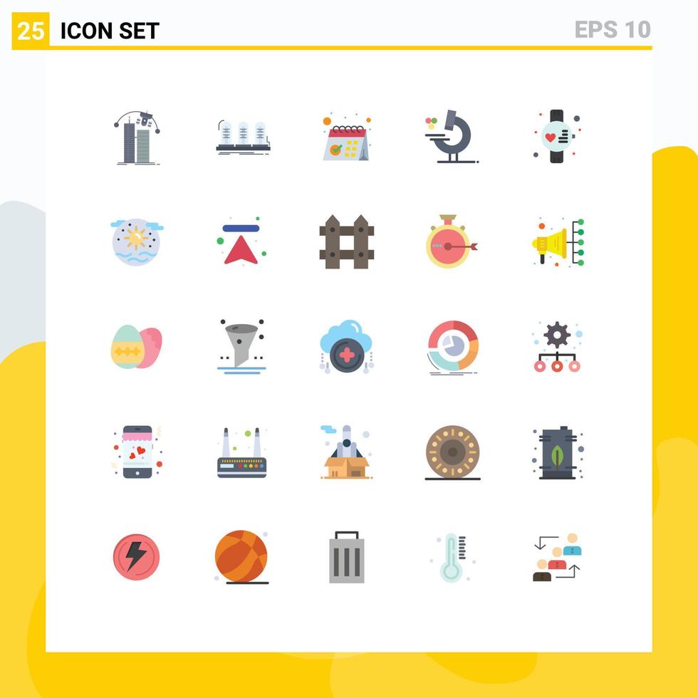 grupp av 25 platt färger tecken och symboler för vetenskap utbildning ljud schema datum redigerbar vektor design element