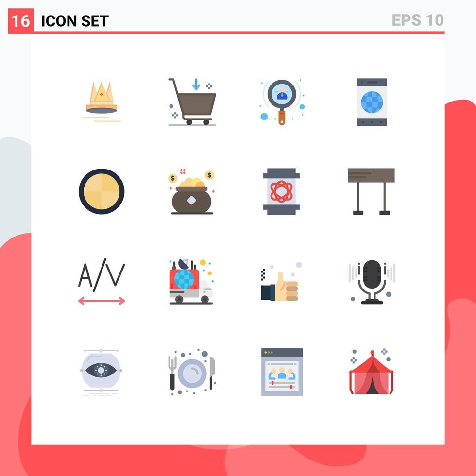 16 universell platt Färg tecken symboler av dörr värld tillväxt mobil browser redigerbar packa av kreativ vektor design element
