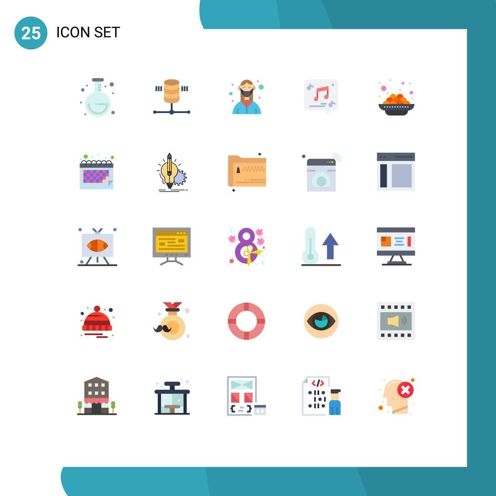 modern uppsättning av 25 platt färger och symboler sådan som kaka musik kvinna multimedia chatt redigerbar vektor design element