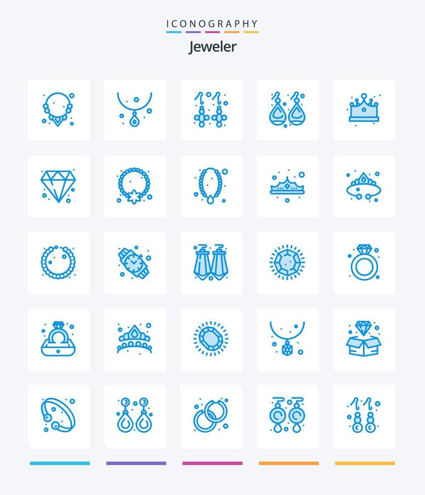 kreativer Schmuck 25 blau Icon Pack wie Schmuck. Deckel. Ohrstöpsel. Schmuck. Krone vektor