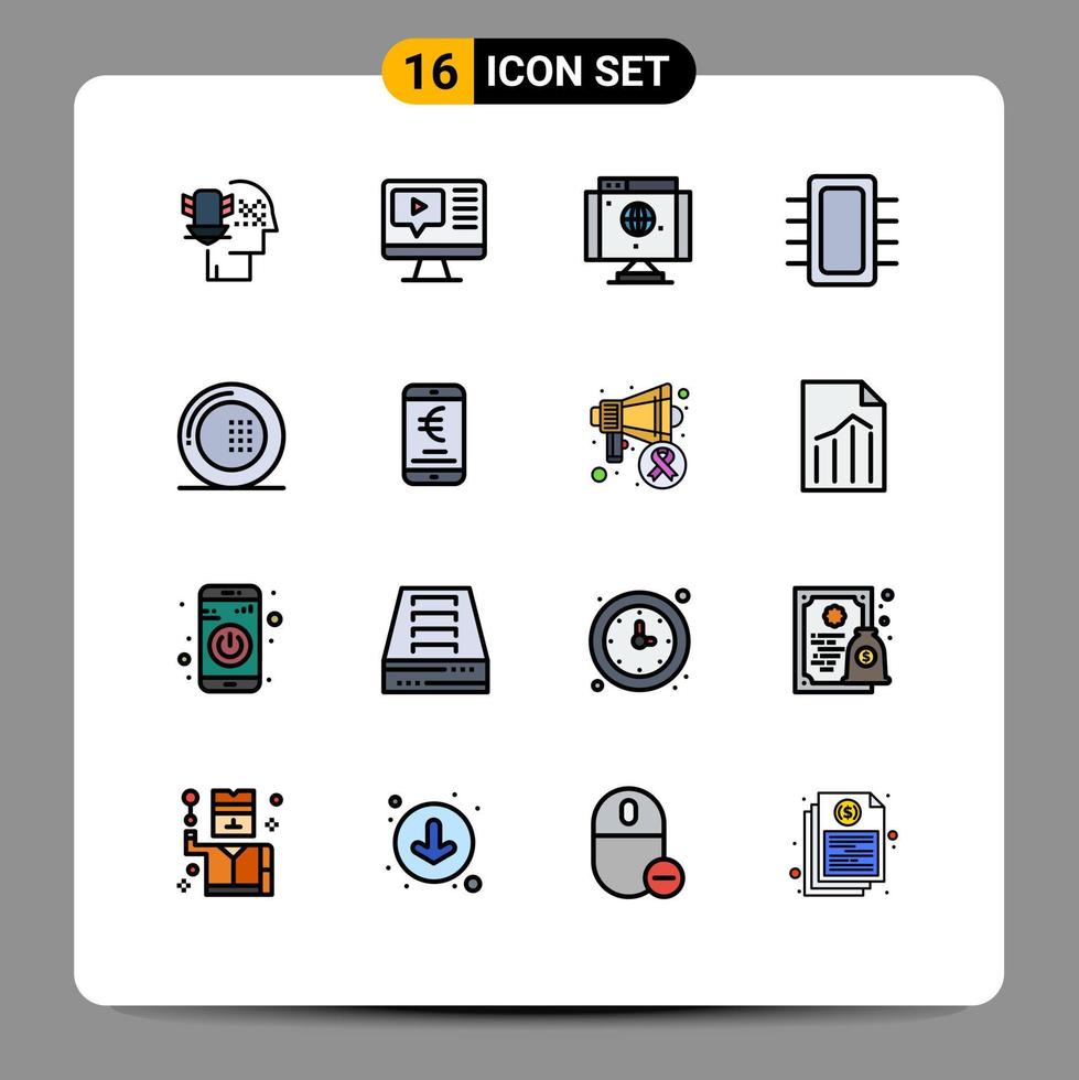 16 användare gränssnitt platt Färg fylld linje packa av modern tecken och symboler av matlagning grej dator enheter styrelse redigerbar kreativ vektor design element