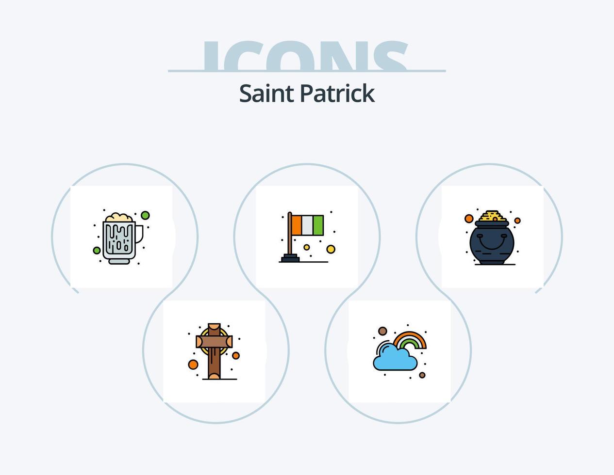 Saint Patrick Line gefüllt Icon Pack 5 Icon Design. Kleeblatt. irisch. Marker. Irland. Festival vektor