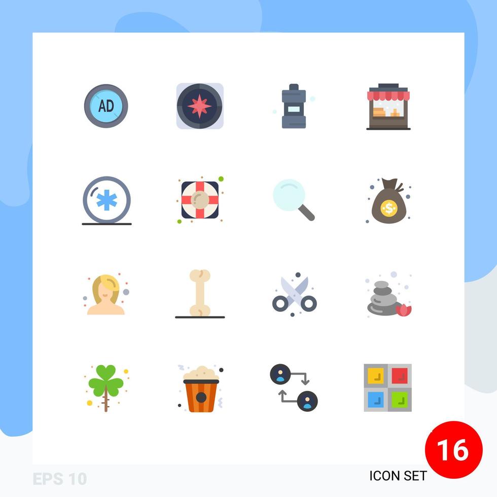 satz von 16 modernen ui-symbolen symbole zeichen für gesundheitspark reise wasserwaschmittel editierbares paket kreativer vektordesignelemente vektor