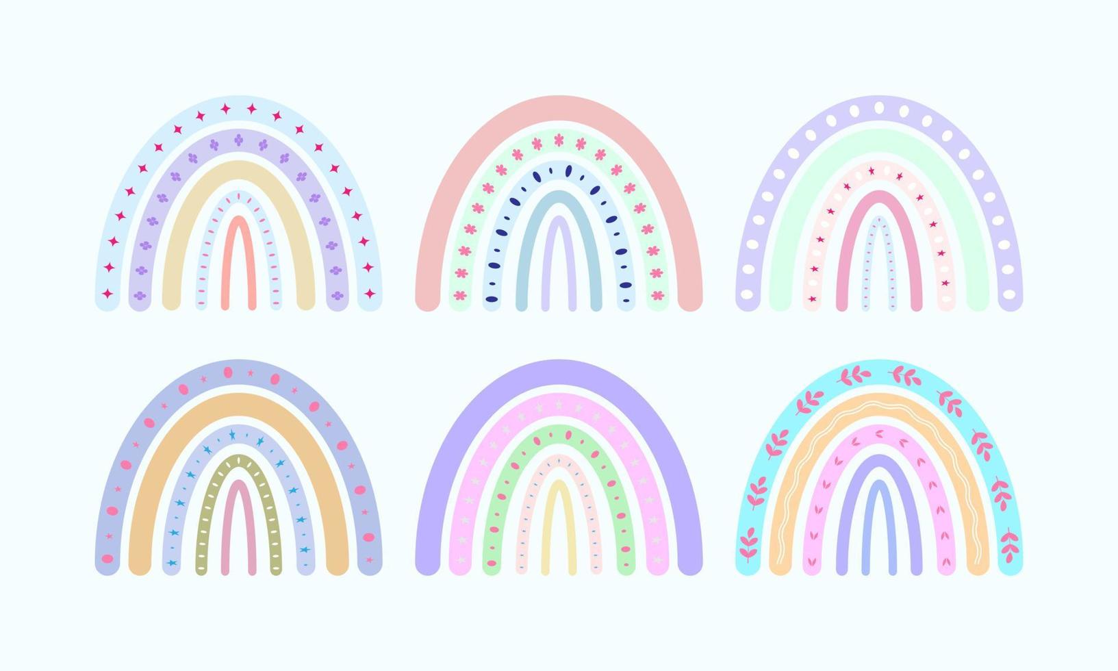 süßes Boho-Regenbogen-Set vektor