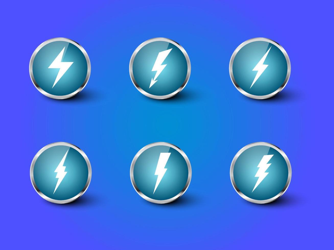 Stellen Sie Blitzsymbol für Donner und Bolzen ein. elektrischer blitz oder gefährliches zeichen. vektor