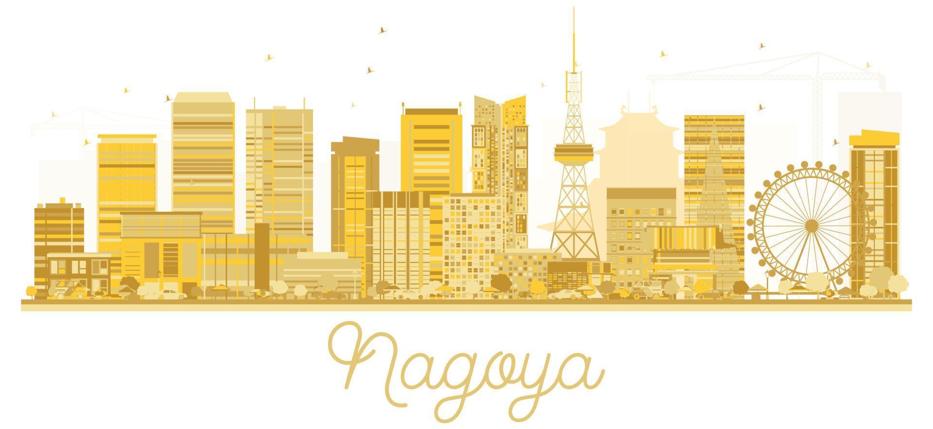 nagoya japan stadt skyline goldene silhouette. vektor