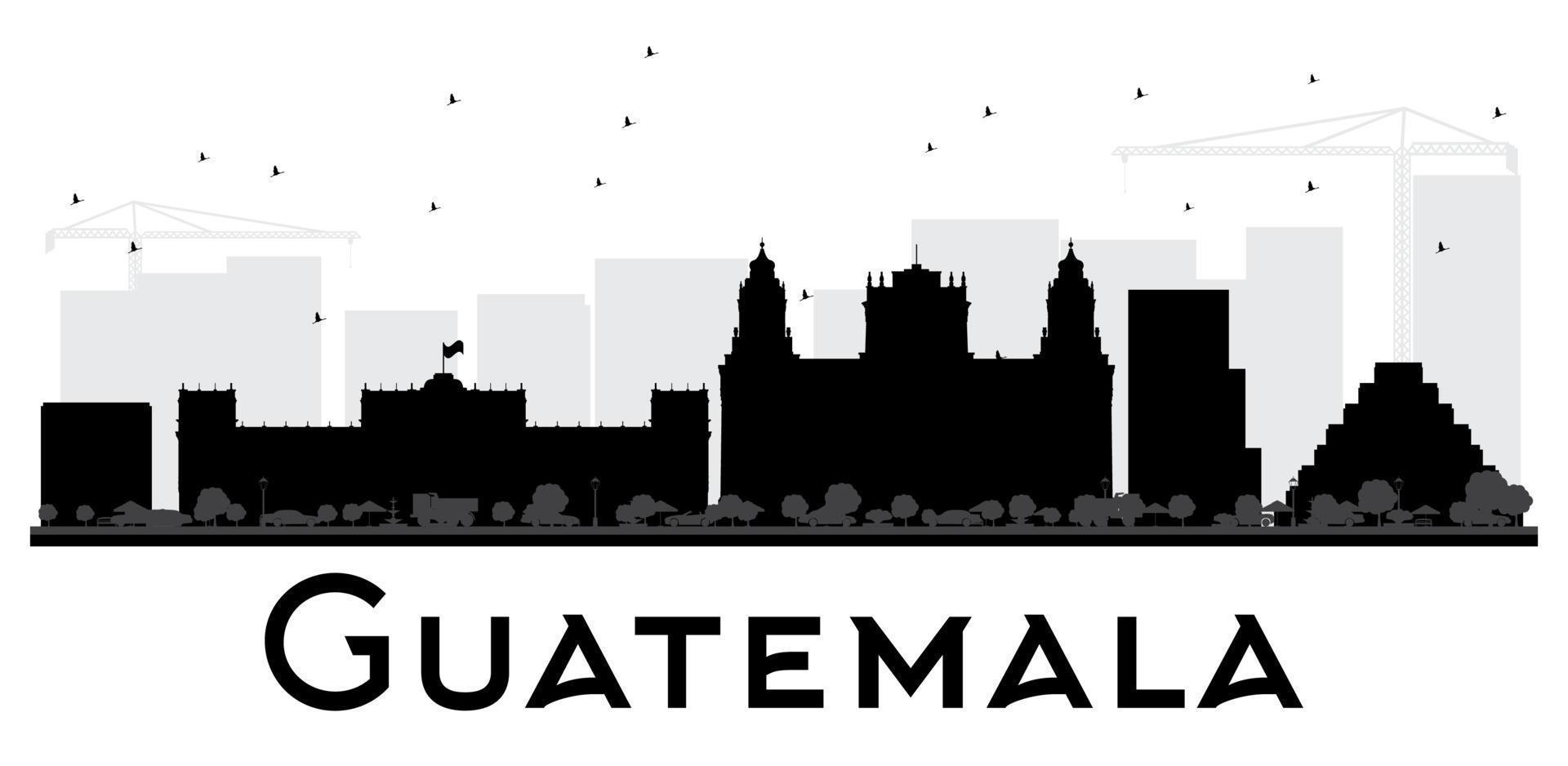 guatemala city skyline schwarz-weiß-silhouette. vektor