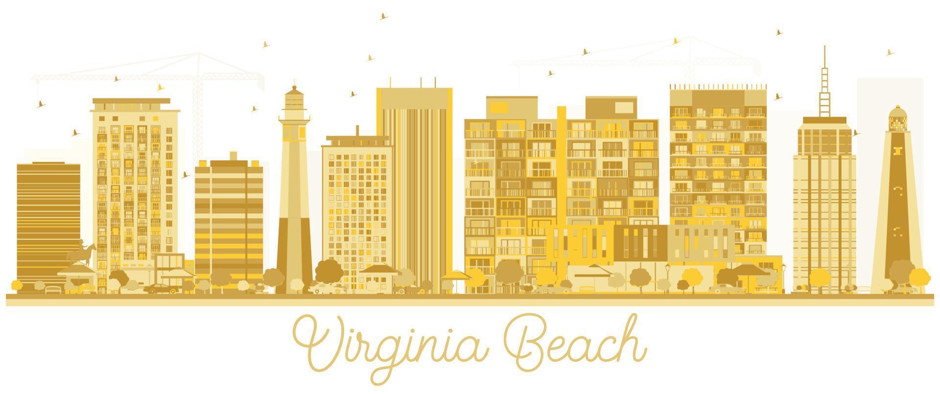 Virginia Beach City Skyline goldene Silhouette. vektor