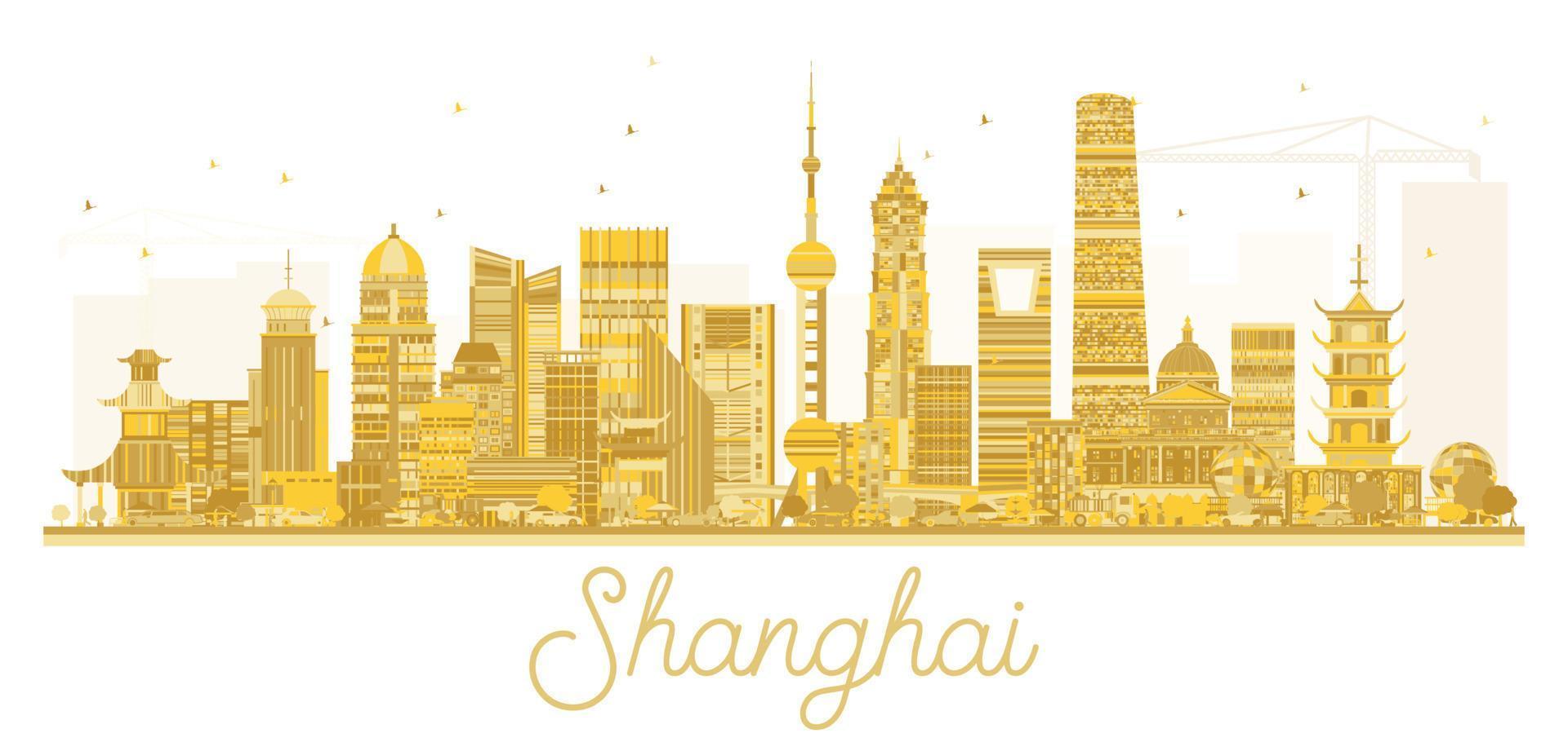 shanghai stadssilhuett gyllene siluett. vektor