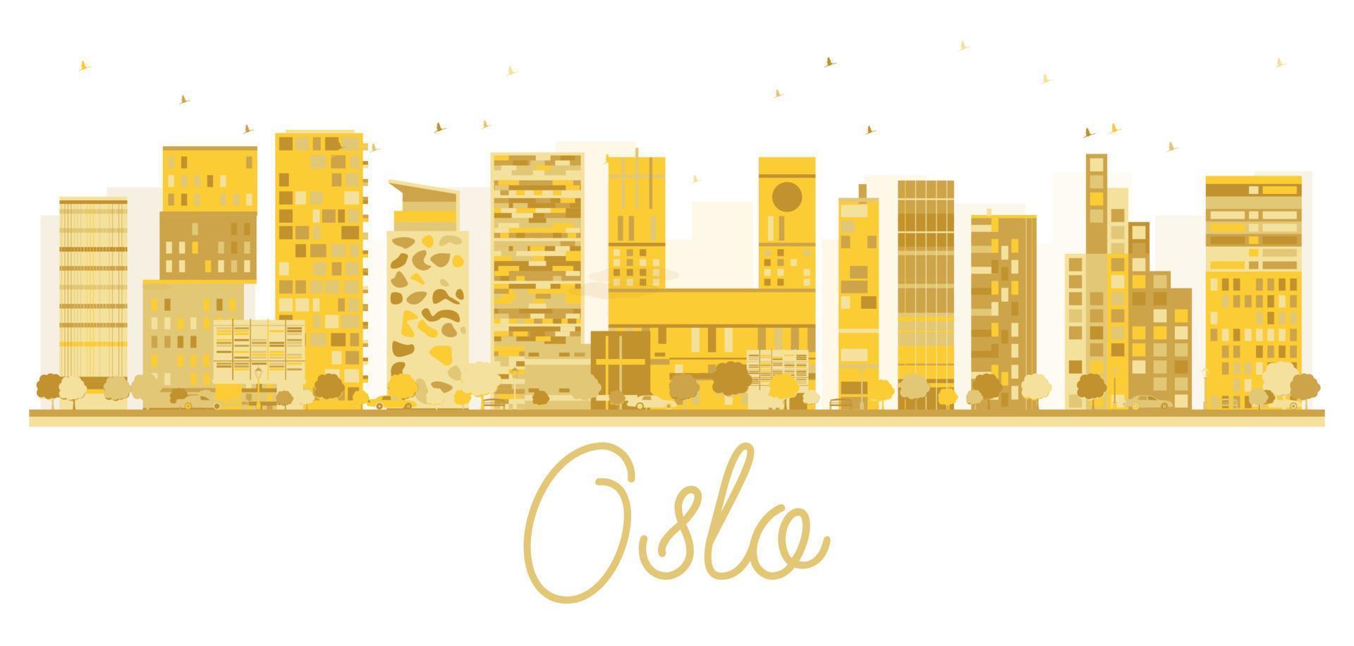 goldene silhouette der skyline der stadt oslo. vektor