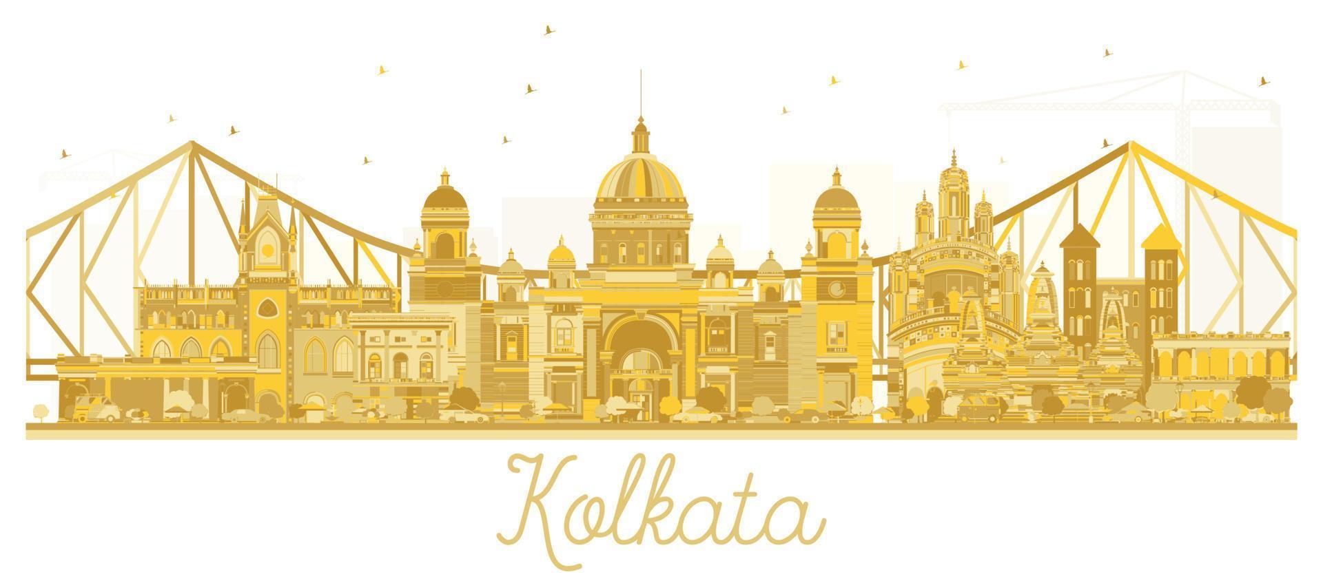 kalkutta indien skyline der stadt goldene silhouette. vektor