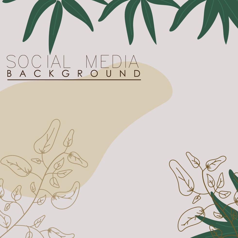 Vektorbotanik, Blumen, Pflanzen Banner Hintergrund Quadrat Social Media Post, vektor
