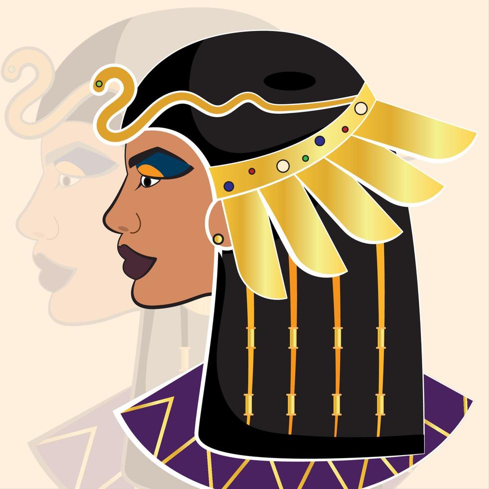 isolerat kvinna farao avatar gammal egypten ikon vektor illustration