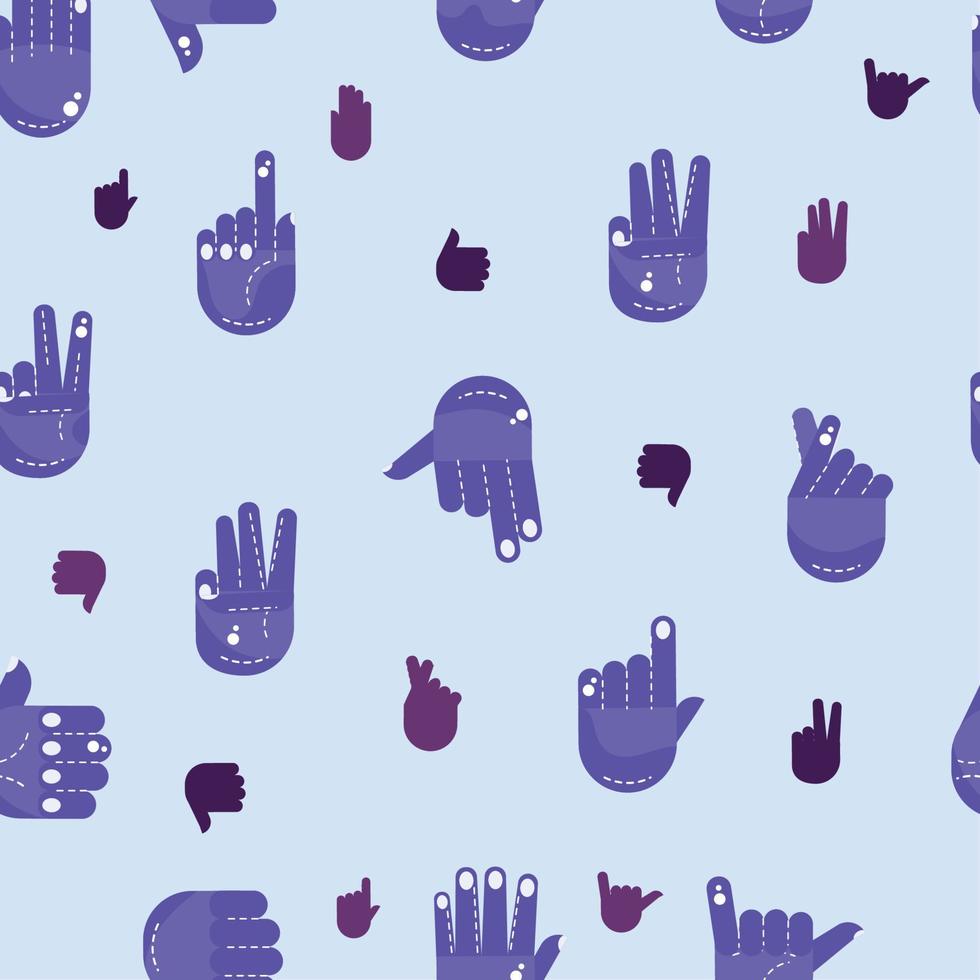 Musterhintergrund mit verschiedenen Handgestenikonen vector Illustration