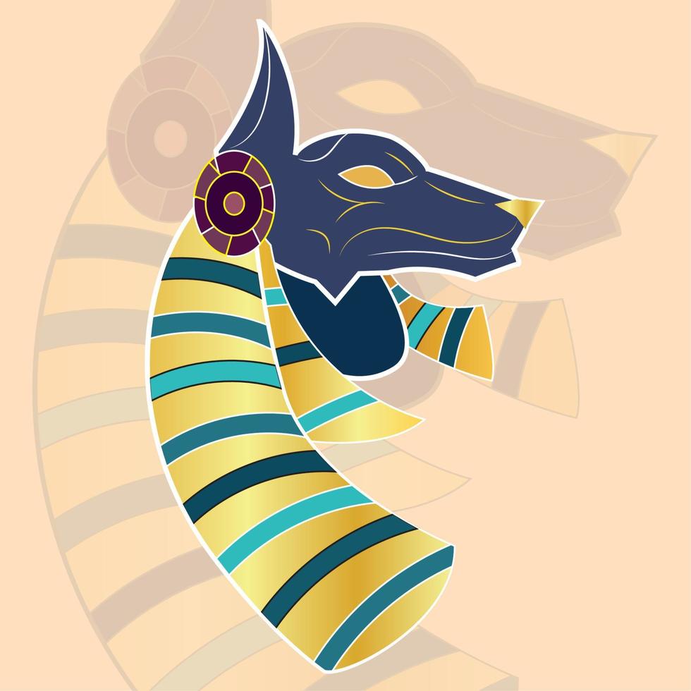 isolerat färgad anubis gammal egypten ikon vektor illustration