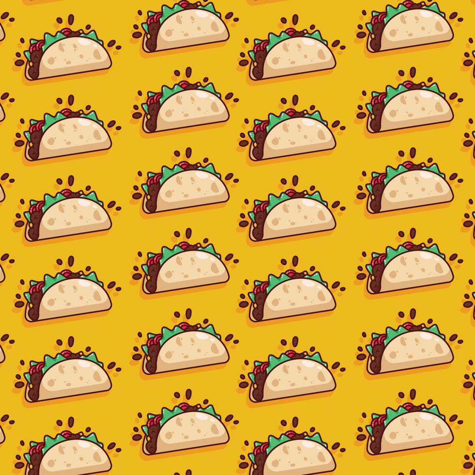 niedliche taco-musterillustration im flachen design vektor