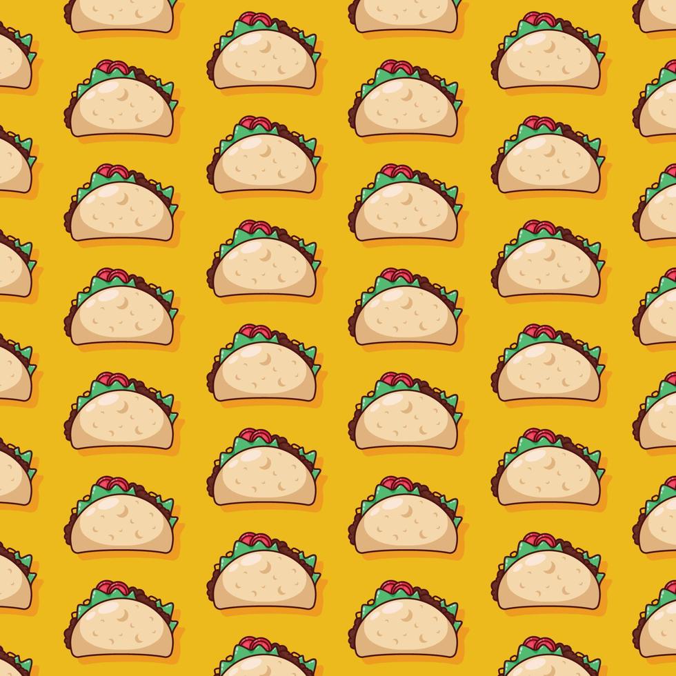 niedliche taco-musterillustration im flachen design vektor