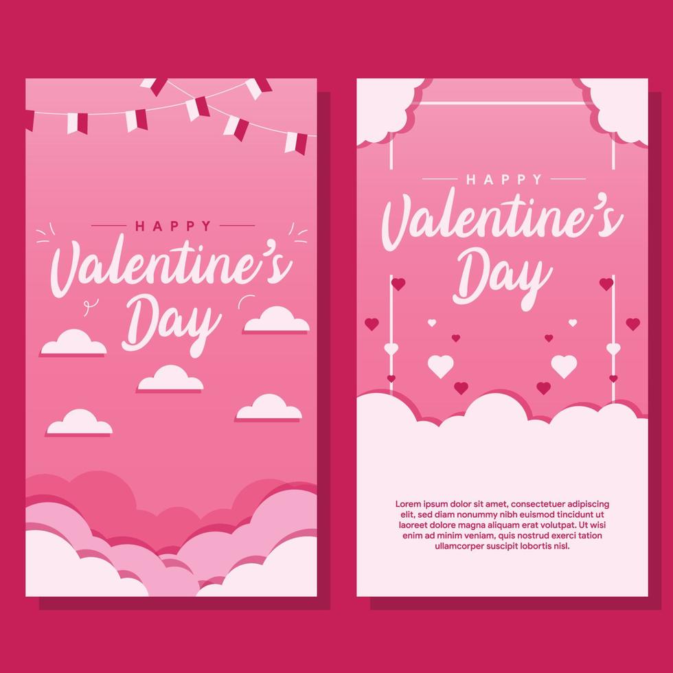 valentinstag verkauf vertikaler fahnenhintergrund im flachen design vektor