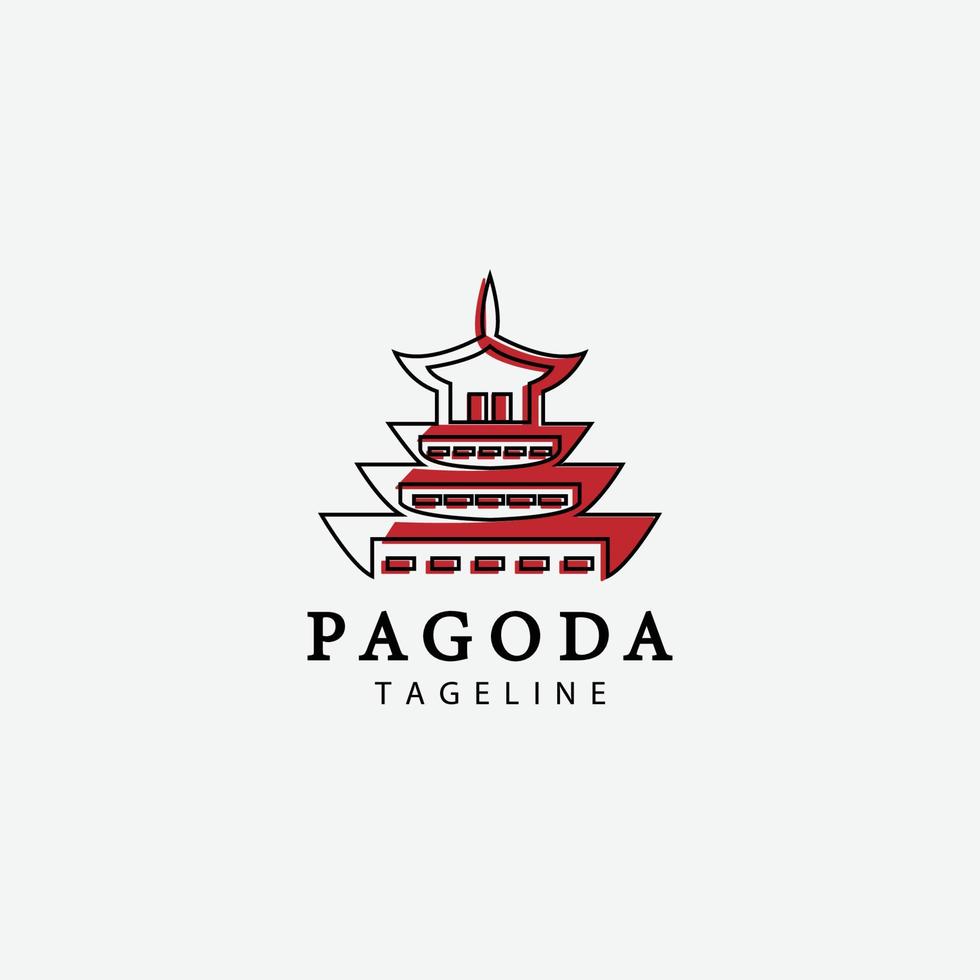 Pagode Logo Linie Symbol Design Tempel Vektorbild vektor
