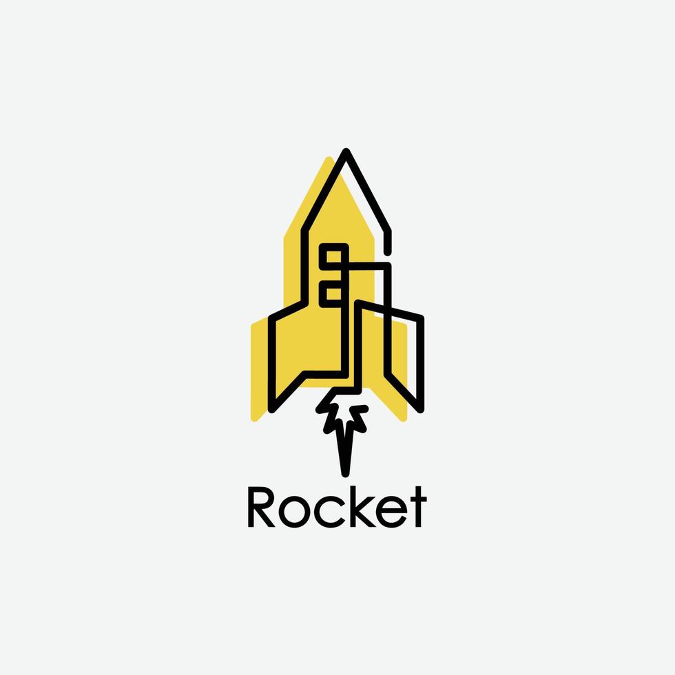 Rakete Logo Design Illustrationen Raum Symbol Bild Strichzeichnungen vektor