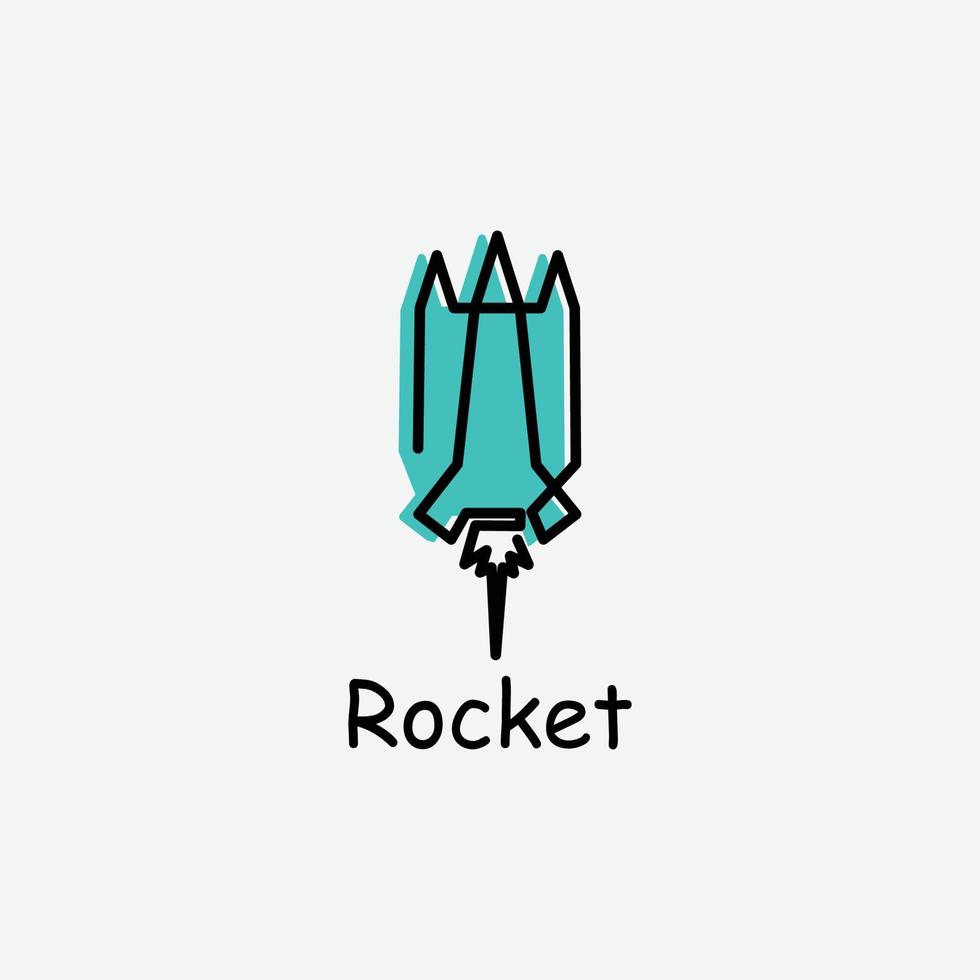 Rakete Logo Design Space Icon Line Art Image vektor