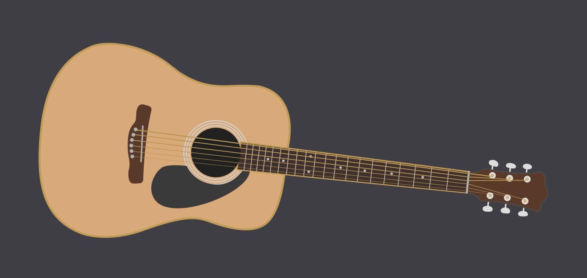 flache illustration der akustischen gitarre vektor