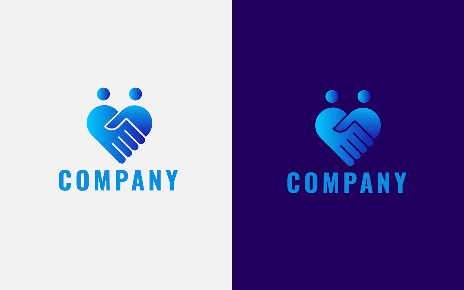 handslag logotyp med mänsklig begrepp. modern företag logotyp med lutning Färg. vektor