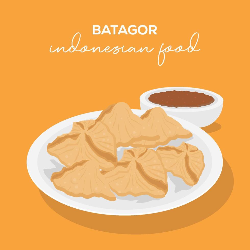 Flache indonesische Lebensmittel-Batagor-Vektorillustration vektor