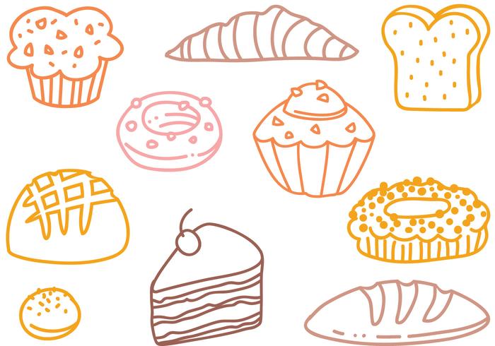 Gratis Fransk Pastry Doodle Vectors