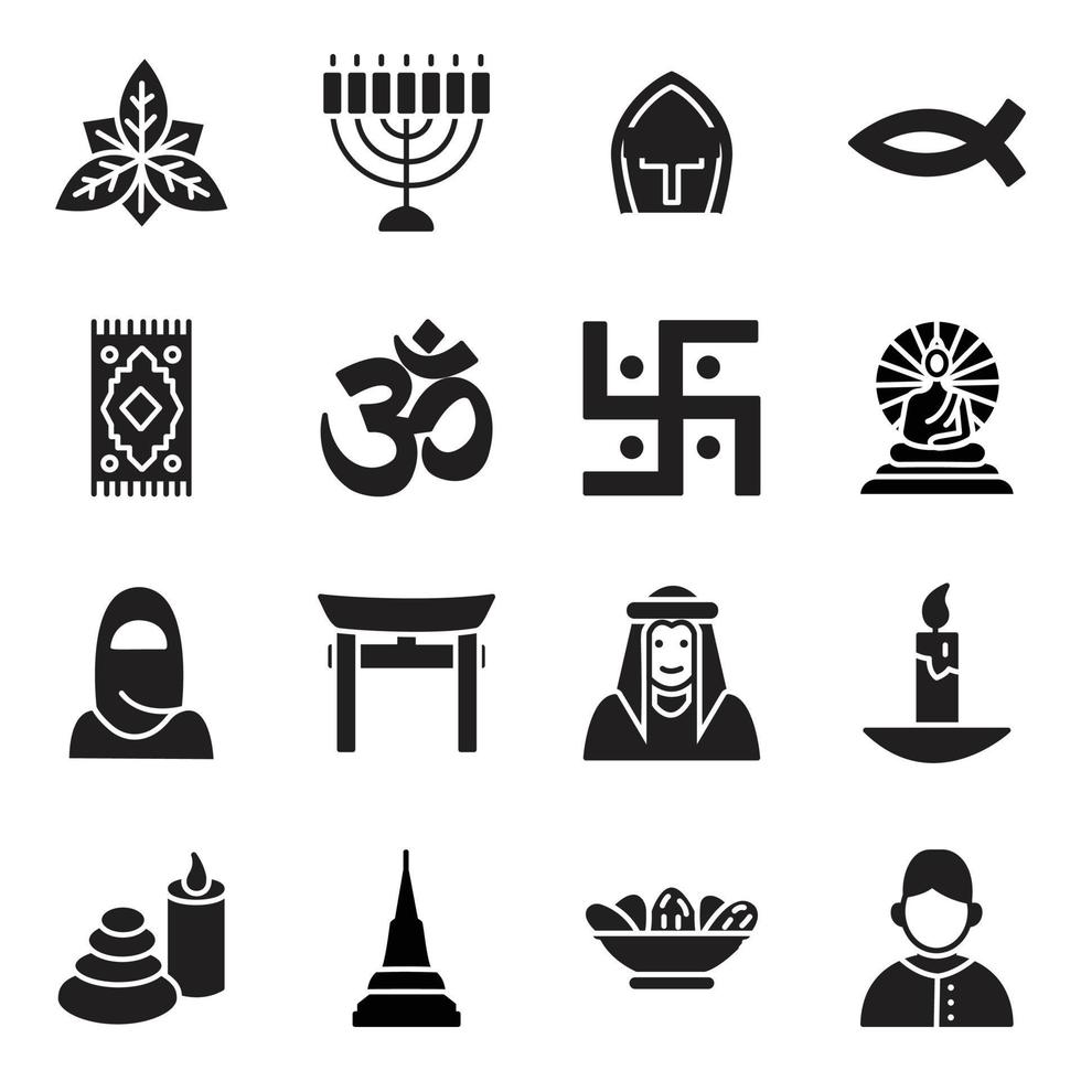 packa av religion och andlig element ikoner vektor
