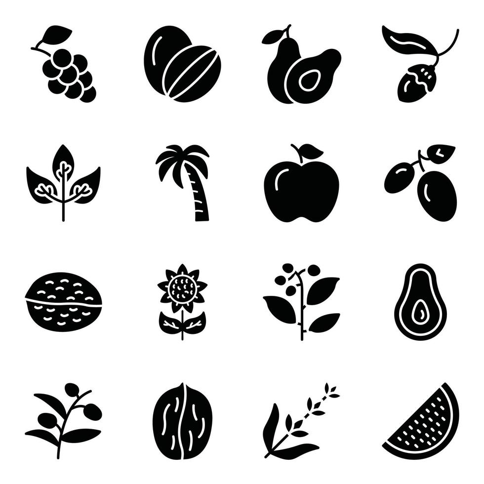 packa av naturlig frukt ikoner vektor