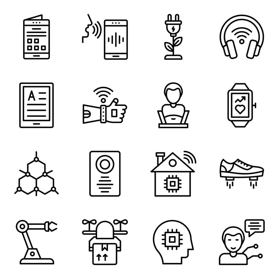 ai- und vr-line-icons-pack vektor