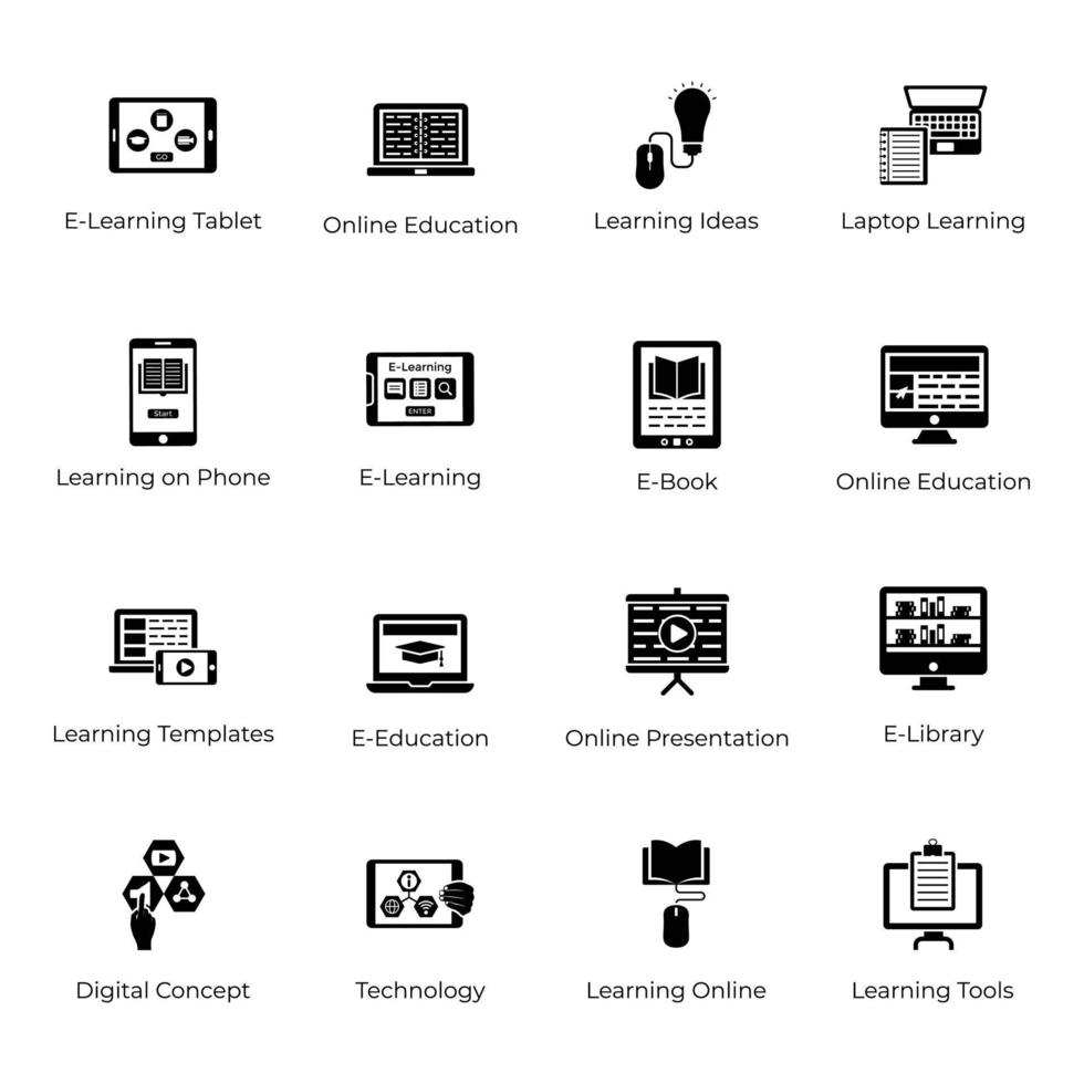 E-Learning-Icons-Vektorpaket vektor