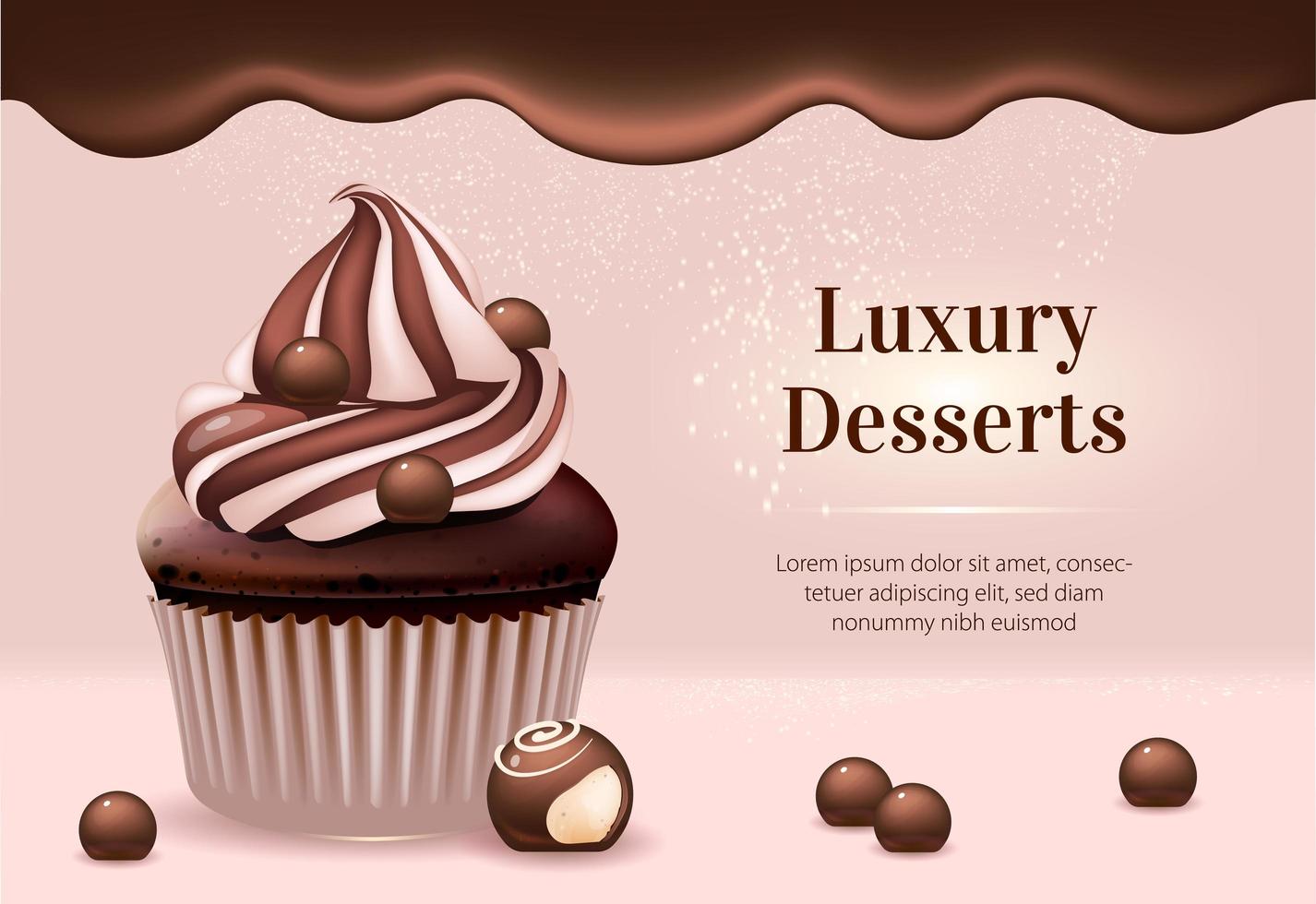 lyxiga desserter realistisk banner mall vektor