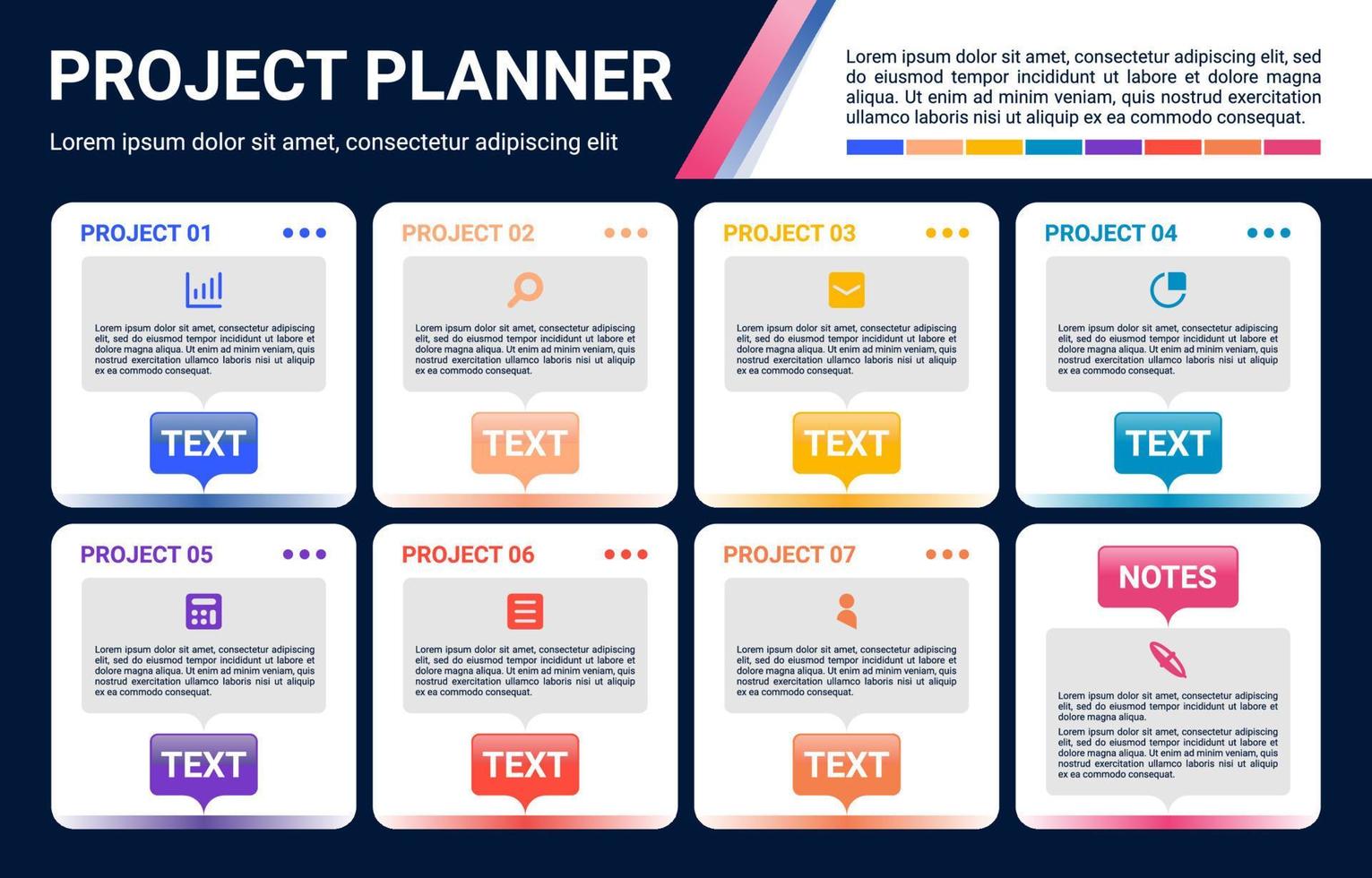 färgrik projekt planerare tabell vektor