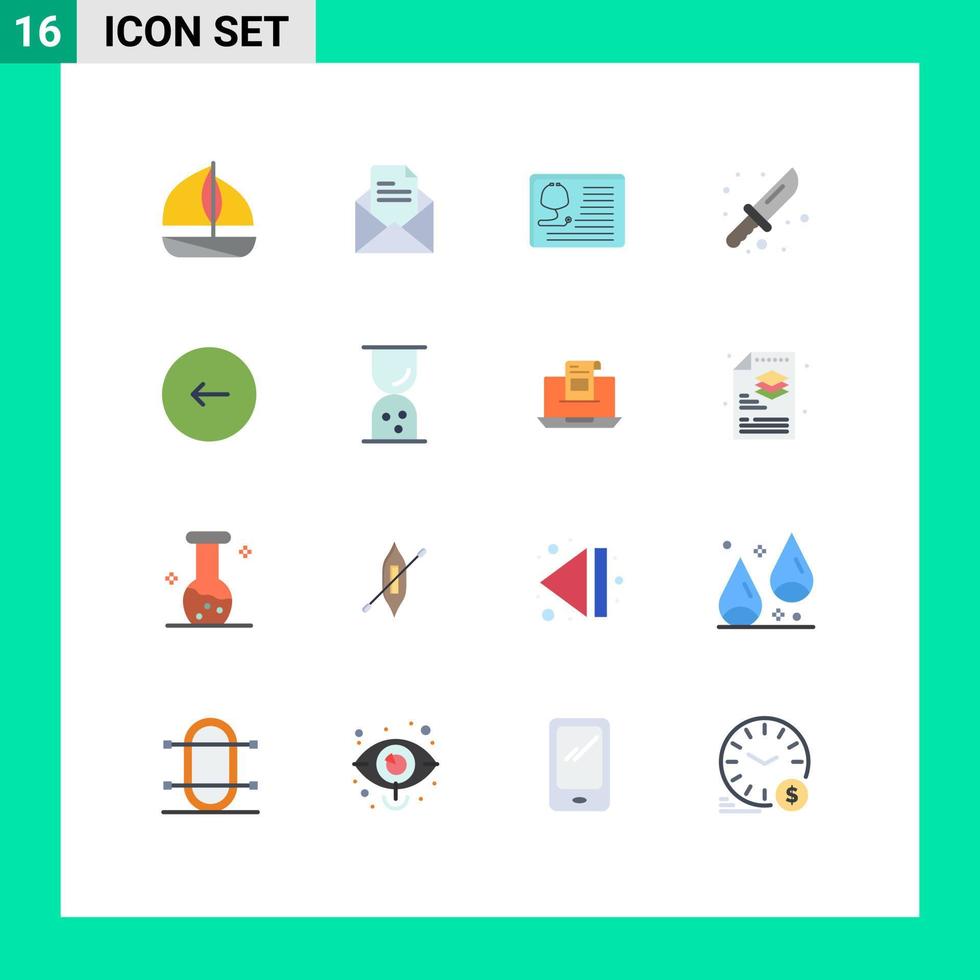 Stock Vector Icon Pack mit 16 Zeilenzeichen und Symbolen für Schaltflächen Werkzeug Arztmesser Camping editierbare Packung kreativer Vektordesign-Elemente