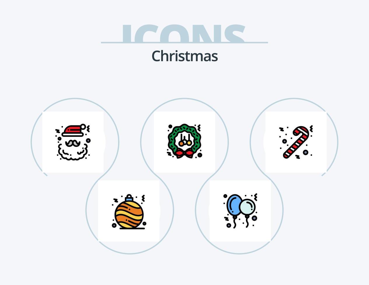 Weihnachtslinie gefüllt Icon Pack 5 Icon Design. Lebensmittel. Bearbeitung. Kino. Schneiden. Kino vektor