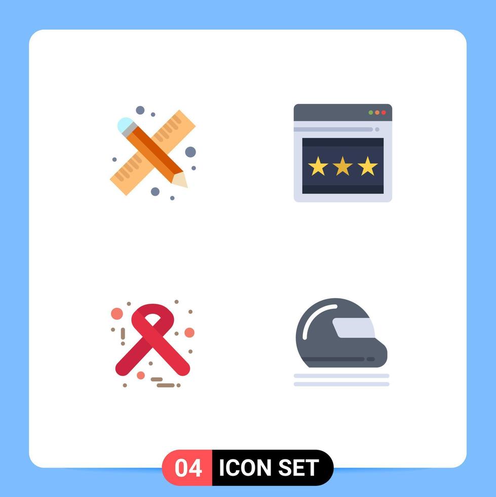 uppsättning av 4 vektor platt ikoner på rutnät för tillbaka till skola medicinsk arbete webbsida hjälm redigerbar vektor design element