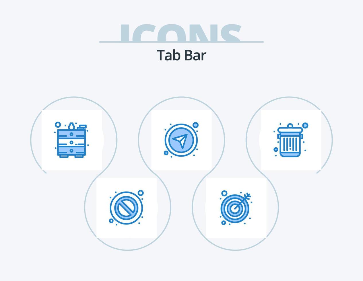 flik bar blå ikon packa 5 ikon design. . skräp. tabell. soptunna. navigations vektor