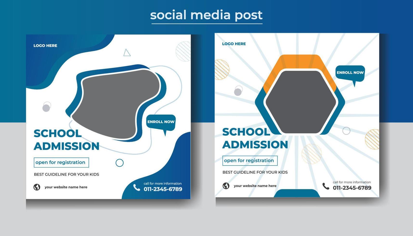 modern skola utbildning antagning webb baner och social media posta mall vektor