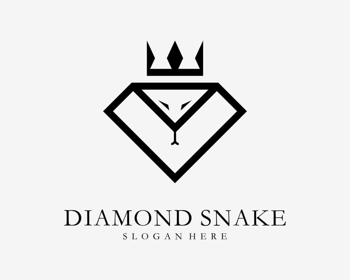 Diamant Schlangenkrone Edelstein Viper König Schmuck Kobra Monarch Linie einfaches abstraktes Vektor-Logo-Design vektor