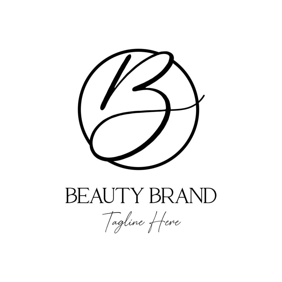 b första handstil och signatur stil logotyp mall fri vektor mode, Smycken, boutique och företag varumärke identitet