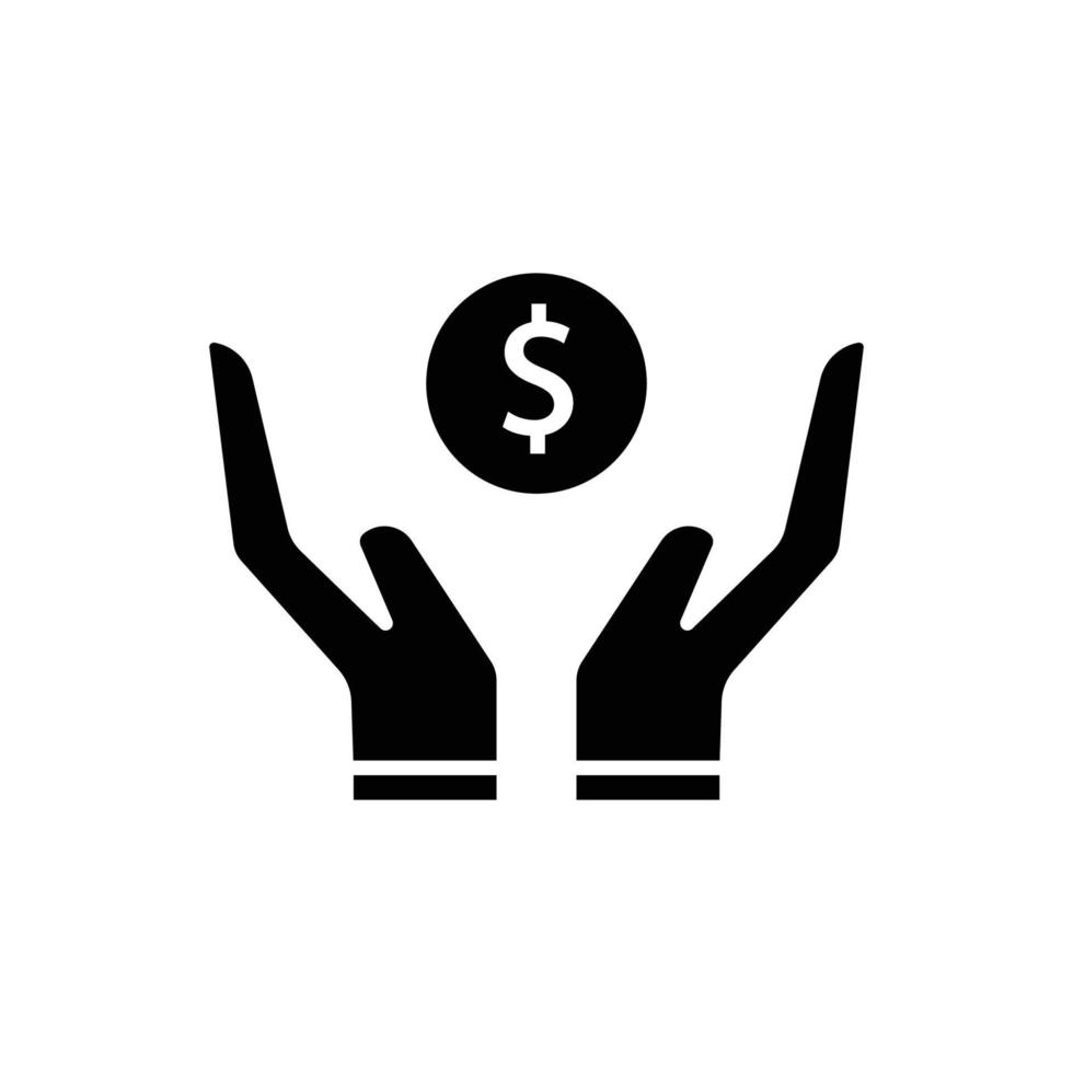 handsymbolillustration mit dollar. Investitionssymbol. Glyphen-Symbolstil. geeignet für Apps, Websites, mobile Apps. Symbol im Zusammenhang mit Finanzen. einfaches Vektordesign editierbar vektor