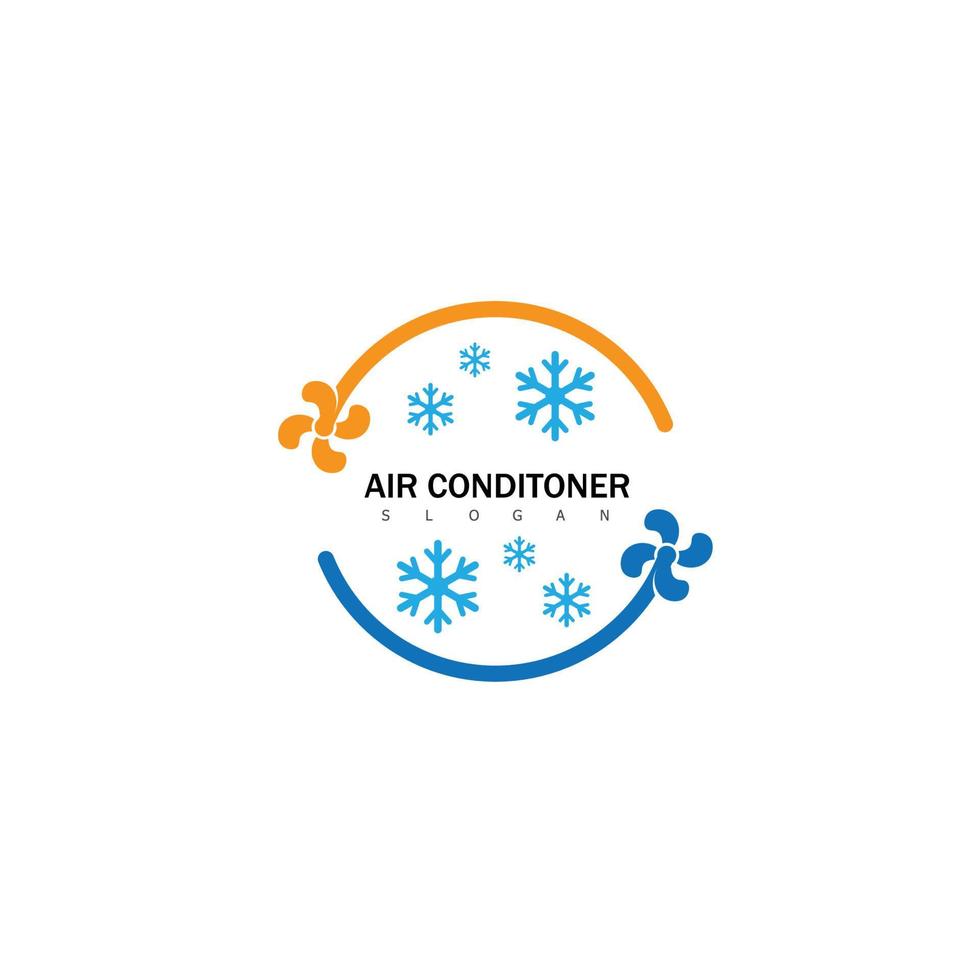 luft konditionering och snöflinga med vrida, logotyp mall. konstruktion, reparera och installation av luft balsam, vektor design, illustration