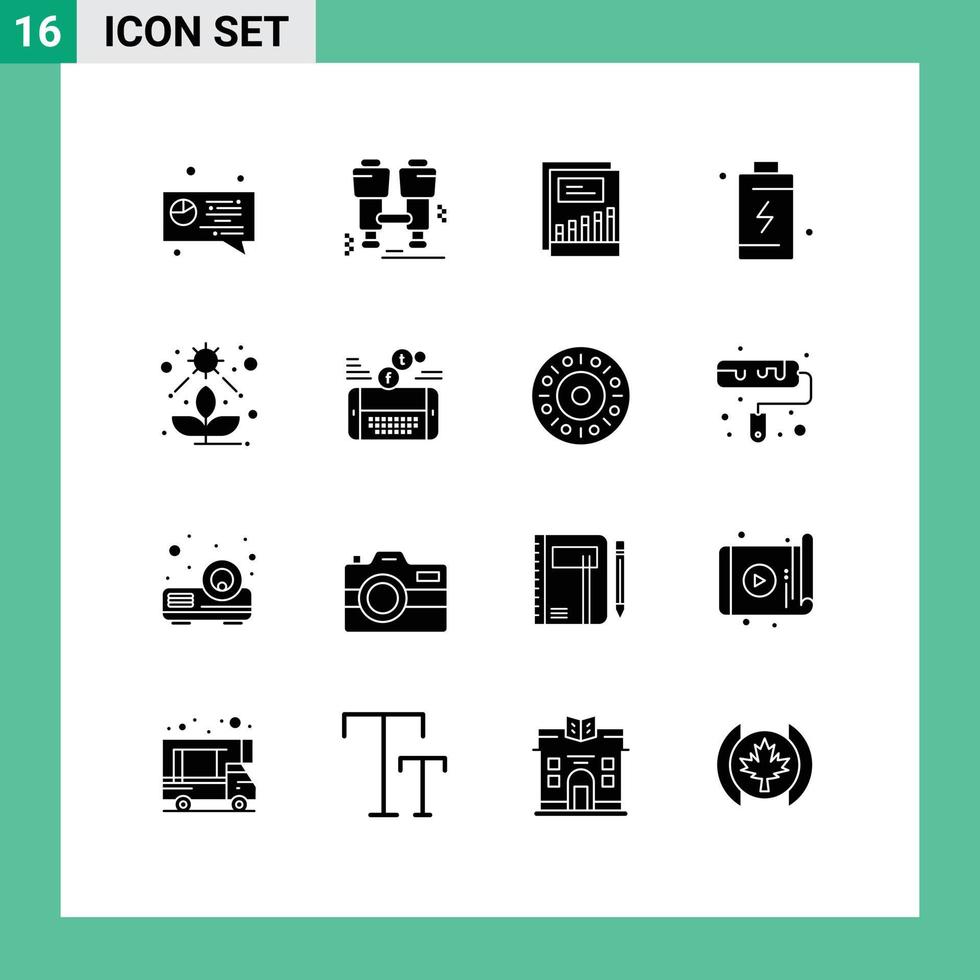 16 kreative Symbole, moderne Zeichen und Symbole für direktes Aufladen der Batterie, bearbeitbare Vektordesign-Elemente vektor